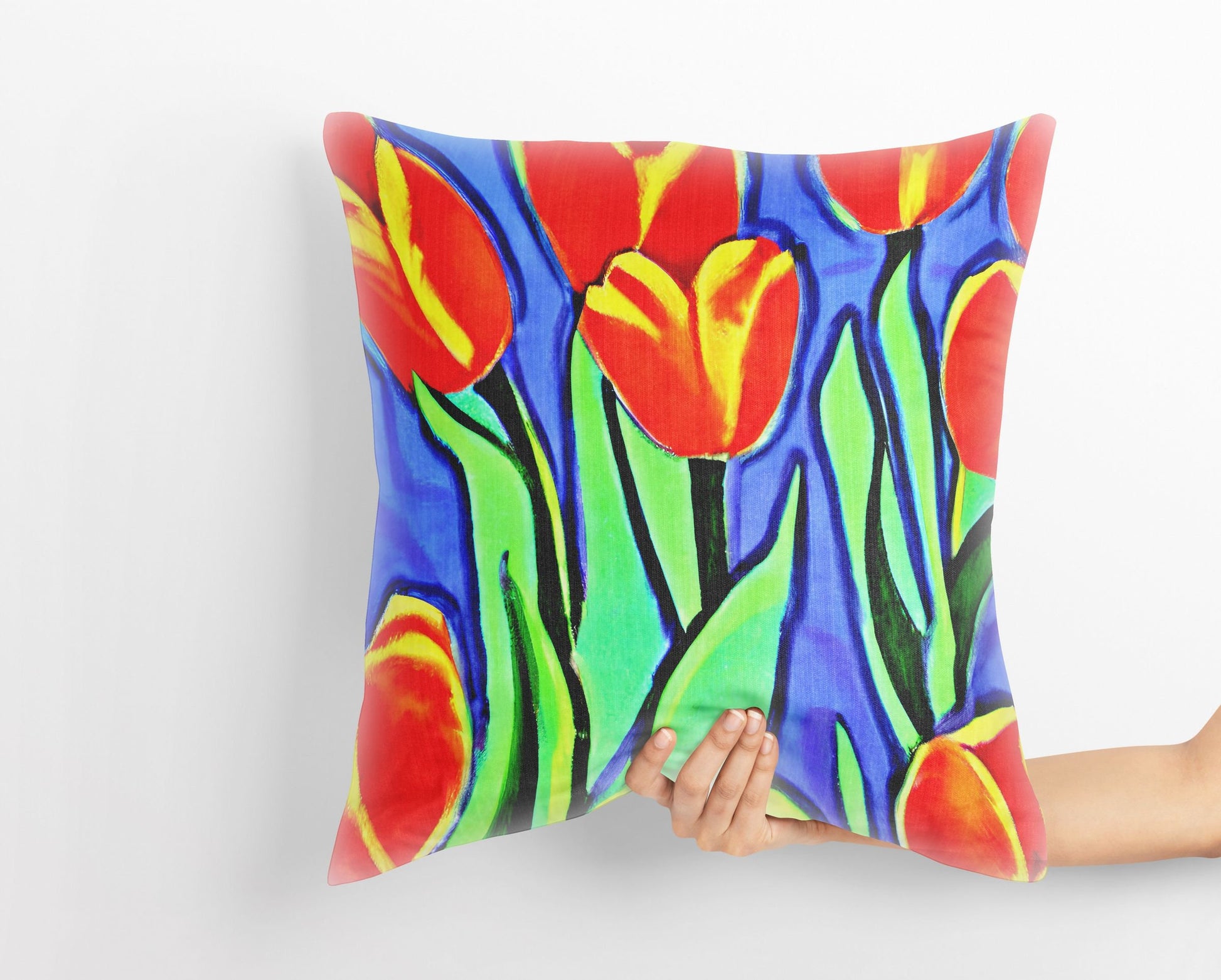 Tulips Decorative Pillow, Abstract Floral Pillow Covers, Comfortable, Colorful Pillow Case, Fashion, Home And Living, Holiday Gift