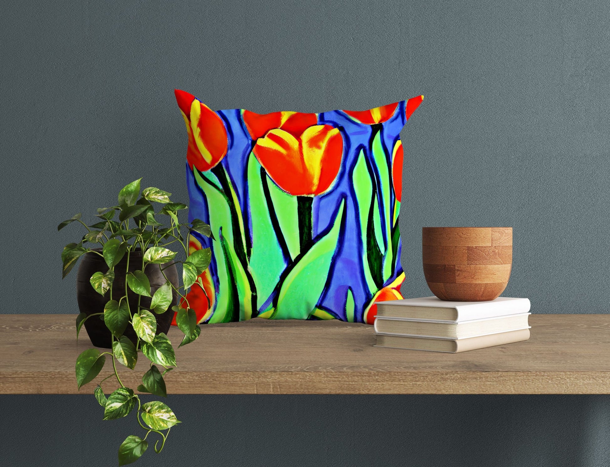 Tulips Decorative Pillow, Abstract Floral Pillow Covers, Comfortable, Colorful Pillow Case, Fashion, Home And Living, Holiday Gift