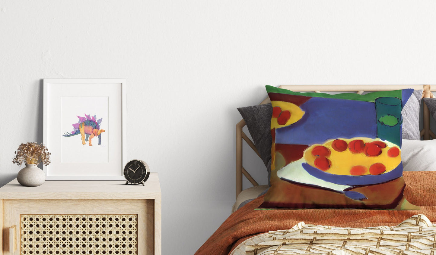 Bread And Drink Pillow Case, Abstract Throw Pillow, Designer Pillow, Colorful Pillow Case, Contemporary Pillow, 24X24 Pillow Case