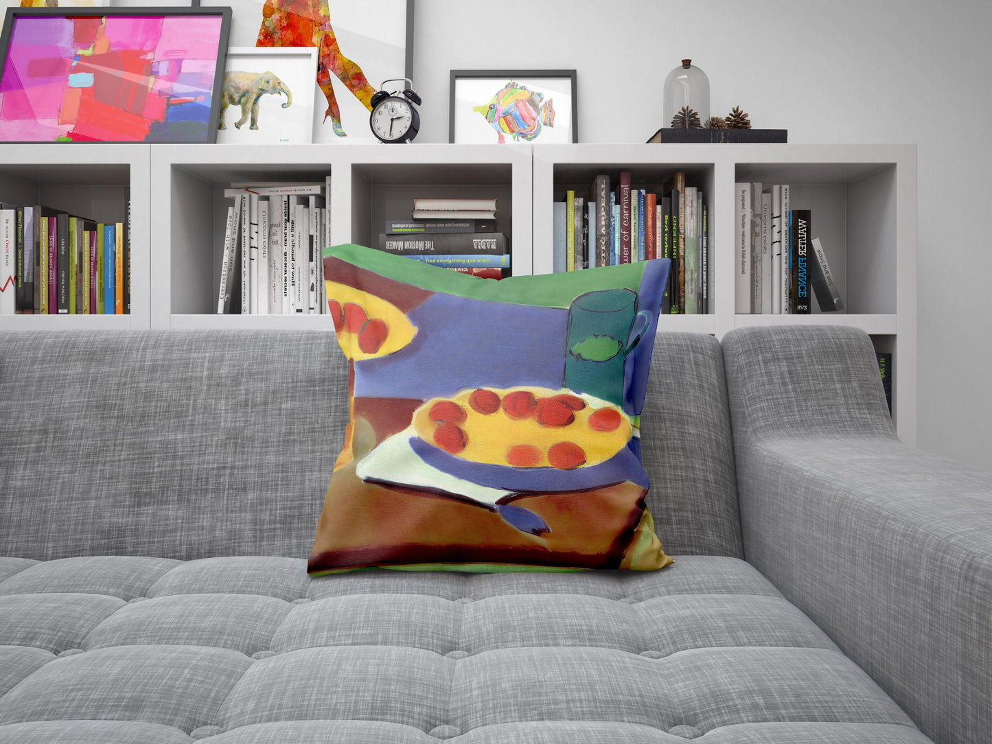Bread And Drink Pillow Case, Abstract Throw Pillow, Designer Pillow, Colorful Pillow Case, Contemporary Pillow, 24X24 Pillow Case