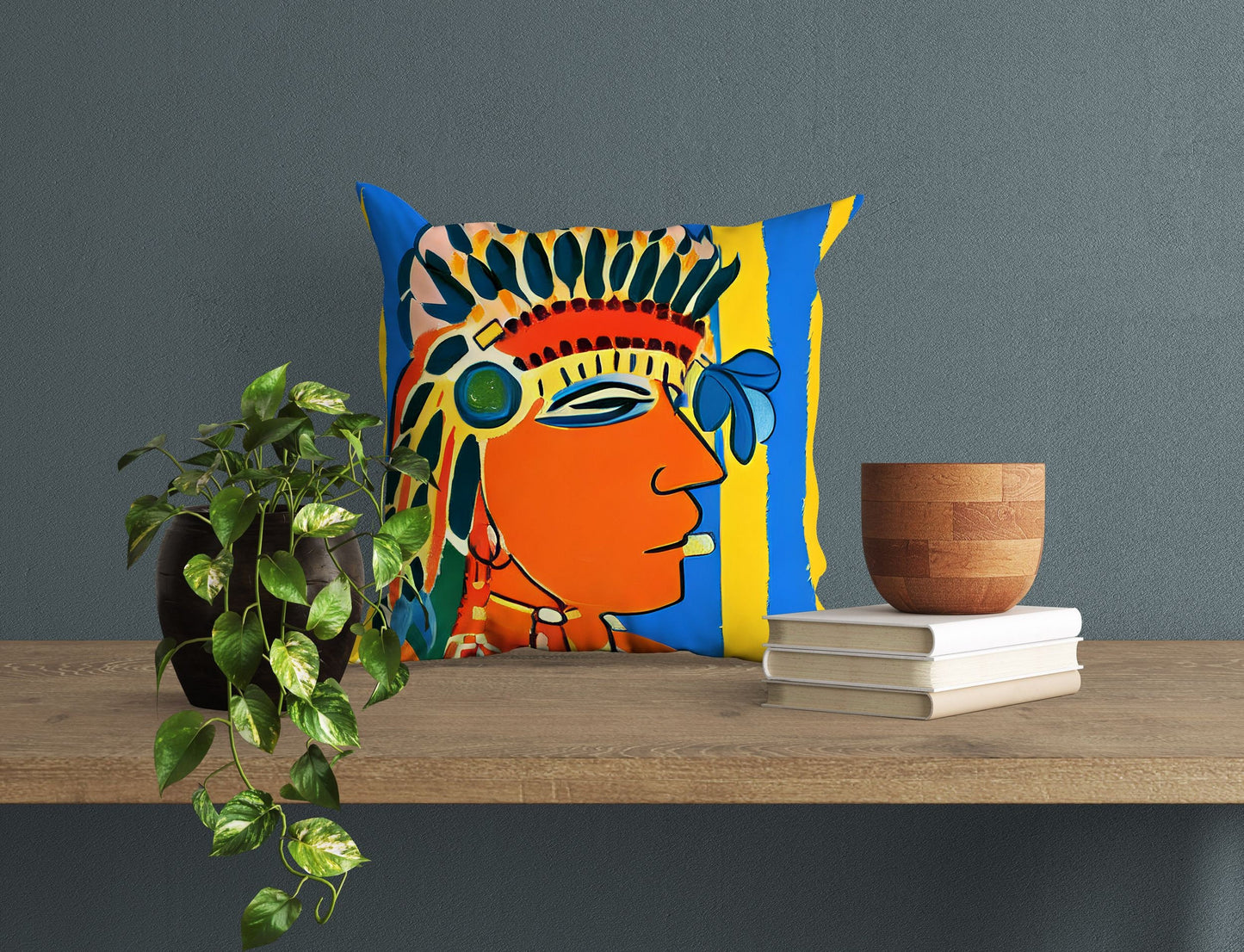 Indian Chief Pillow Case, Abstract Throw Pillow, Soft Pillow Cases, Colorful Pillow Case, Beautiful Pillow, 20X20 Pillow Cover