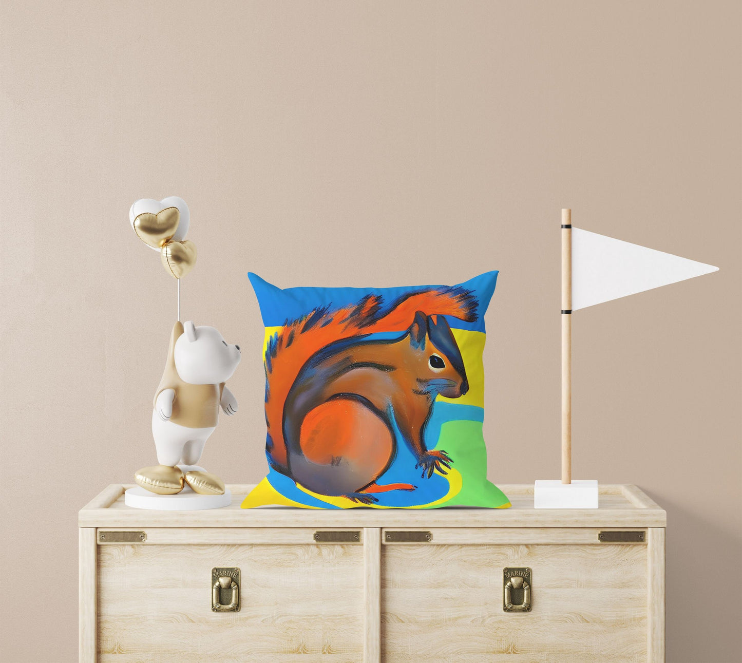Squirrel Toss Pillow, Abstract Throw Pillow Cover, Artist Pillow, Colorful Pillow Case, Modern Pillow, Christmas Pillow, Pillow Cases Kids