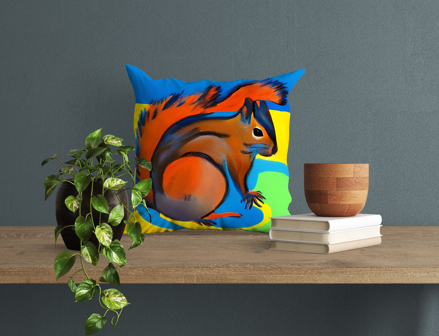 Squirrel Toss Pillow, Abstract Throw Pillow Cover, Artist Pillow, Colorful Pillow Case, Modern Pillow, Christmas Pillow, Pillow Cases Kids