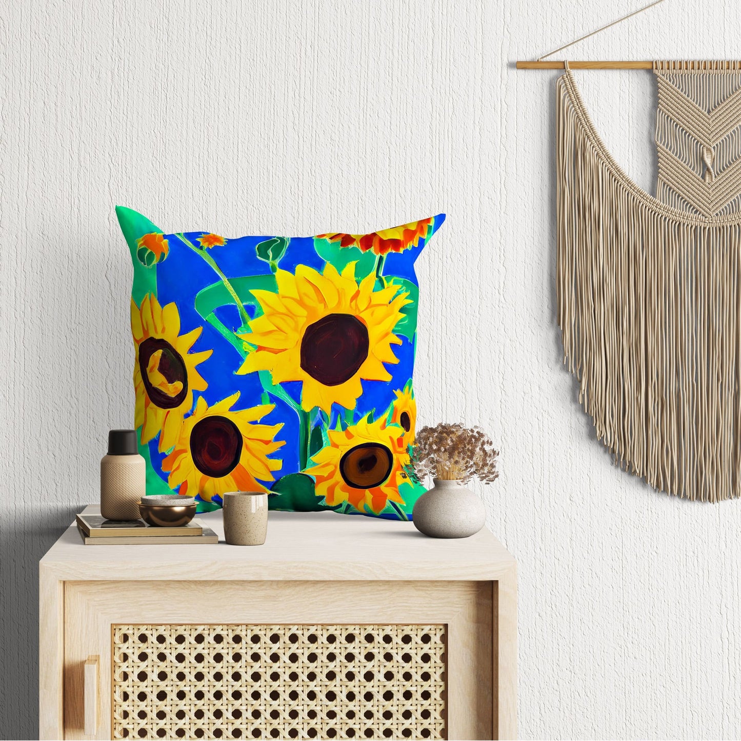 Sunflowers Throw Pillow Cover, Flower Throw Pillow, Designer Pillow, Colorful Pillow Case, Housewarming Gift, Pillow Cases For Kids