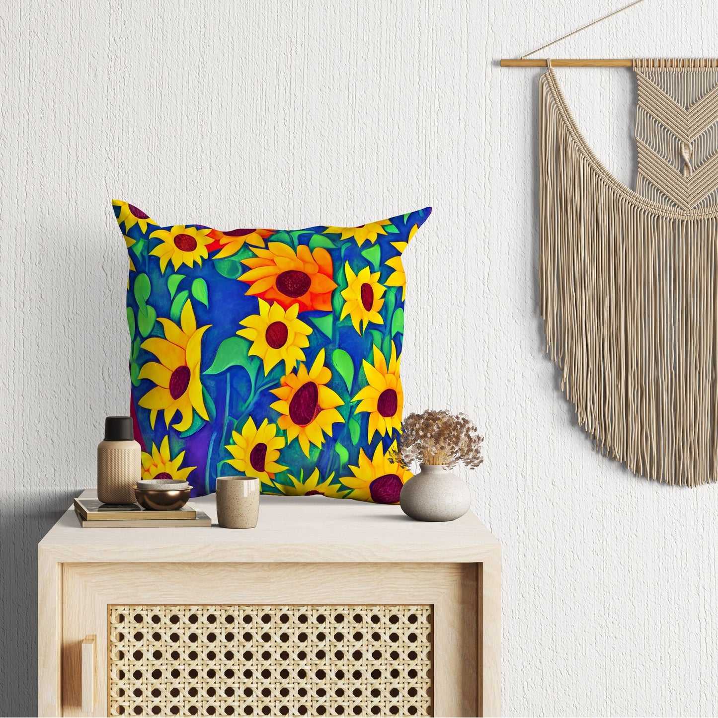 Sunflowers, Decorative Pillow, Floral Pillow, Soft Pillow Cases, Colorful Pillow, Watercolor Pillow Cases, Housewarming Gift, Holiday Gift