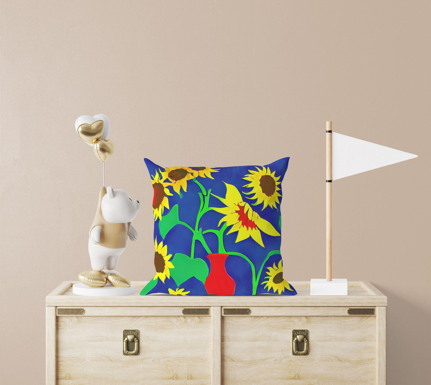 Sunflowers Decorative Pillow, Abstract Floral Pillow Covers, Artist Pillow, Colorful Pillow Case, Contemporary Pillow, 20X20 Pillow Cover