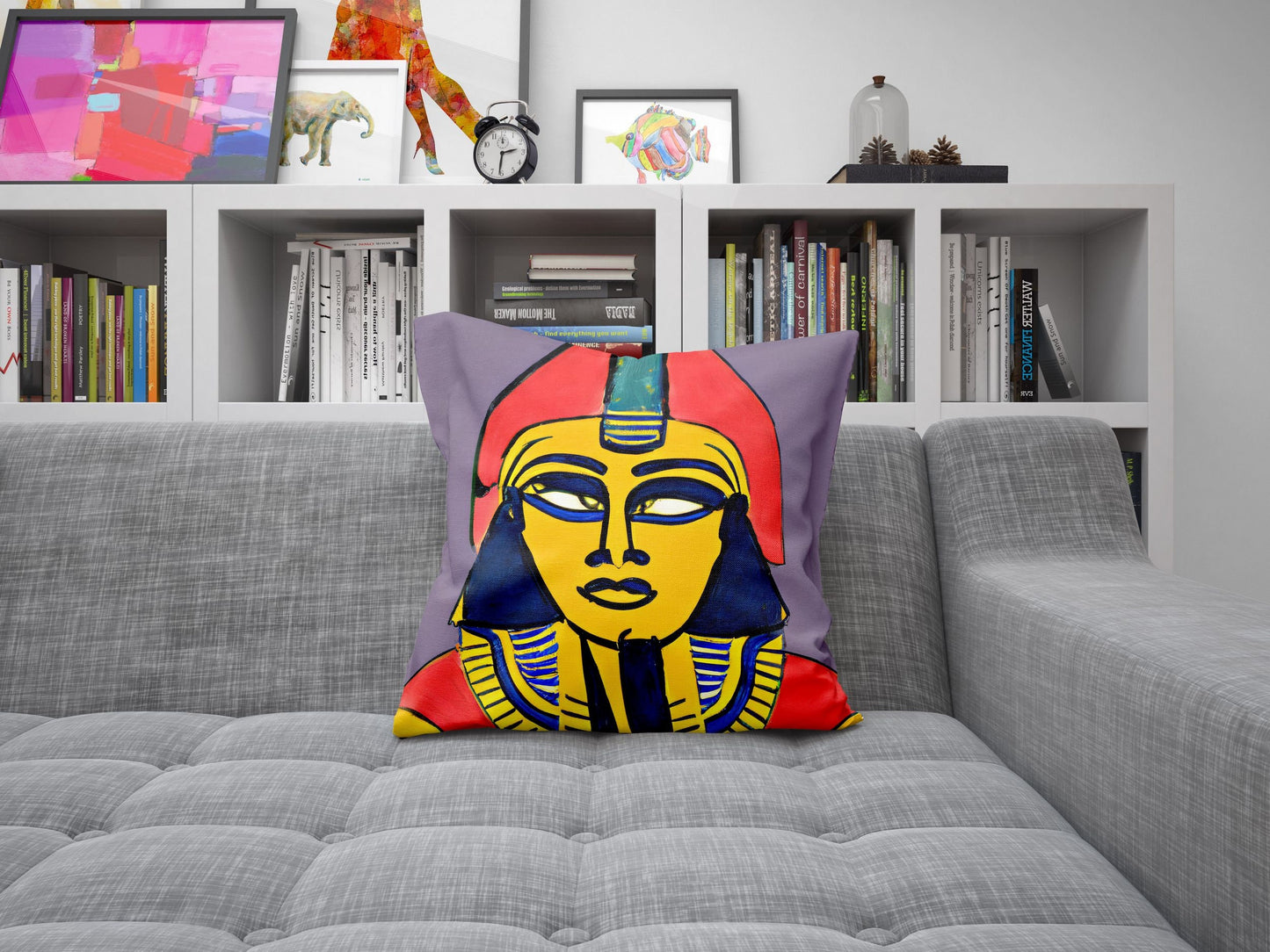 Pharaoh Of Ancient Egypt, Tapestry Pillows, Abstract Pillow Case, Art Pillow, Colorful Pillow Case, Beautiful Pillow, Playroom Decor