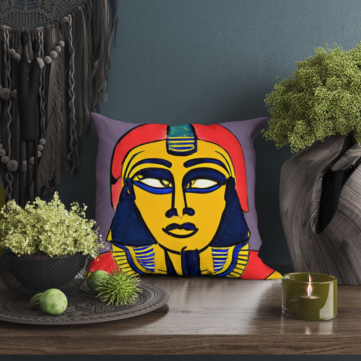 Pharaoh Of Ancient Egypt, Tapestry Pillows, Abstract Pillow Case, Art Pillow, Colorful Pillow Case, Beautiful Pillow, Playroom Decor