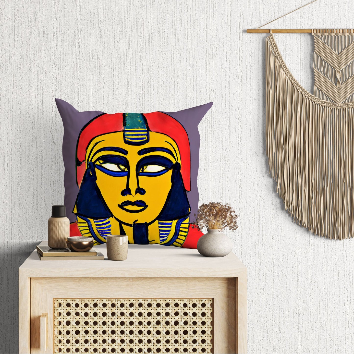 Pharaoh Of Ancient Egypt, Tapestry Pillows, Abstract Pillow Case, Art Pillow, Colorful Pillow Case, Beautiful Pillow, Playroom Decor