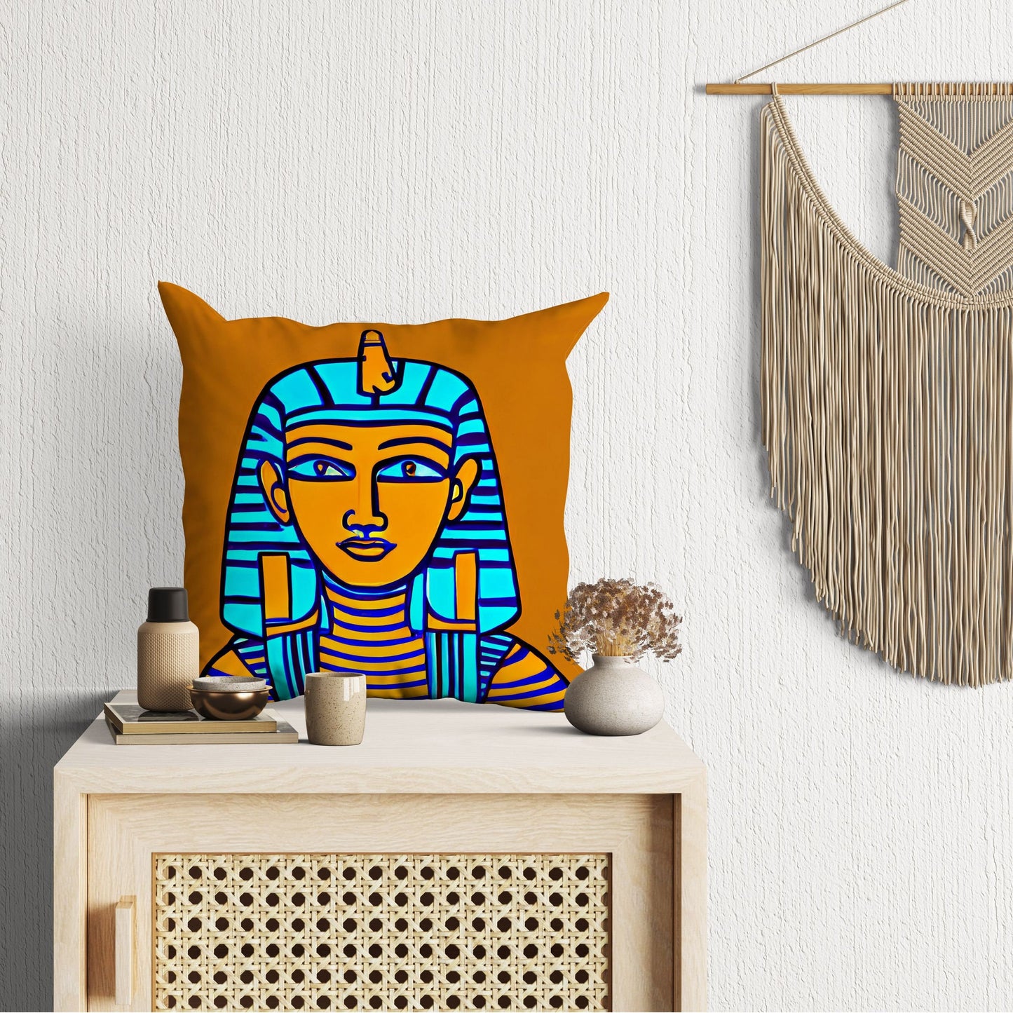 Pharaoh Of Ancient Egypt, Throw Pillow Cover, Abstract Pillow Case, Artist Pillow, Colorful Pillow Case, Modern Pillow, Large Pillow Cases