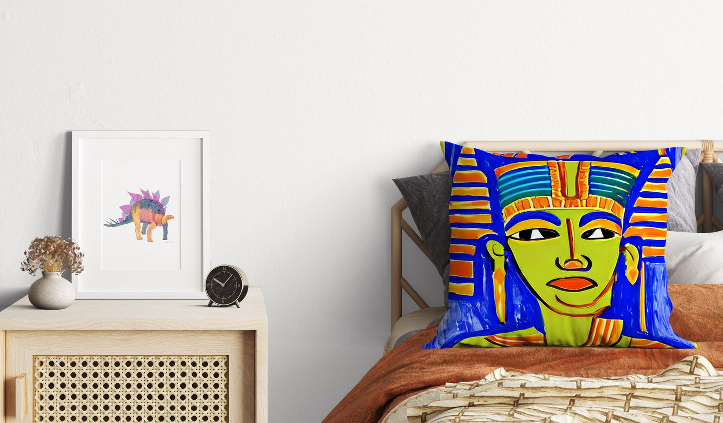 Pharaoh Of Ancient Egypt, Throw Pillow Cover, Abstract Throw Pillow, Comfortable, Colorful Pillow Case, Watercolor Pillow Cases, Girl Pillow