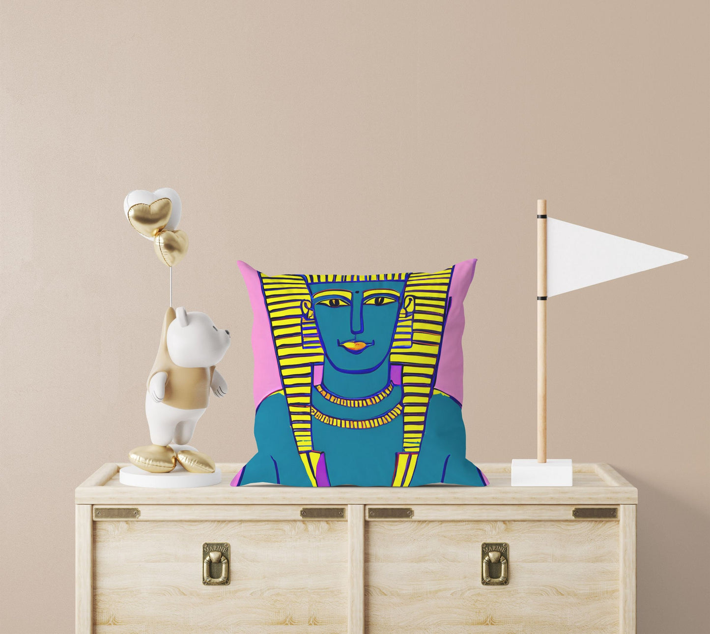 Pharaoh Of Ancient Egypt, Throw Pillow Cover, Abstract Art Pillow, Designer Pillow, Colorful Pillow Case, Watercolor Pillow Cases