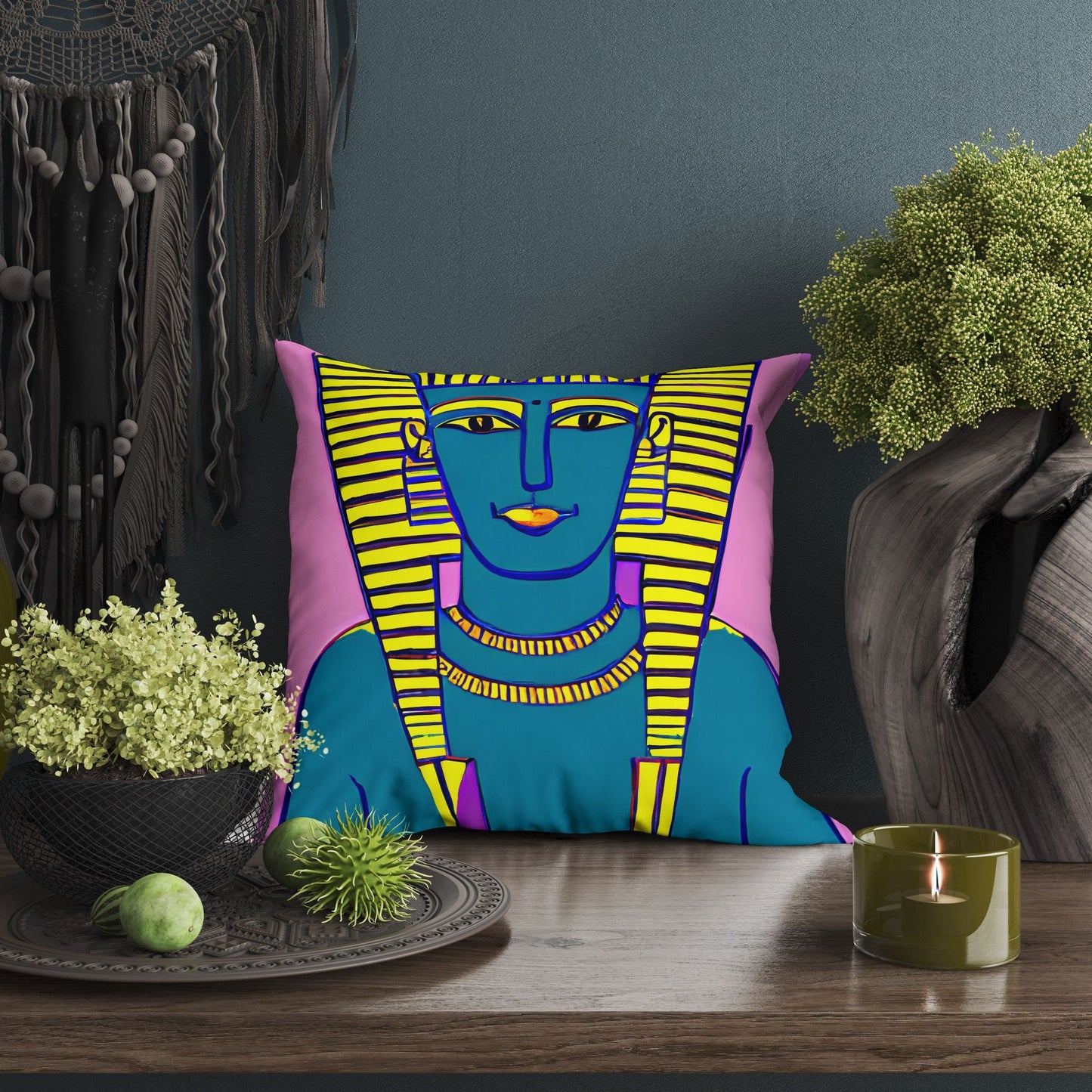 Pharaoh Of Ancient Egypt, Throw Pillow Cover, Abstract Art Pillow, Designer Pillow, Colorful Pillow Case, Watercolor Pillow Cases