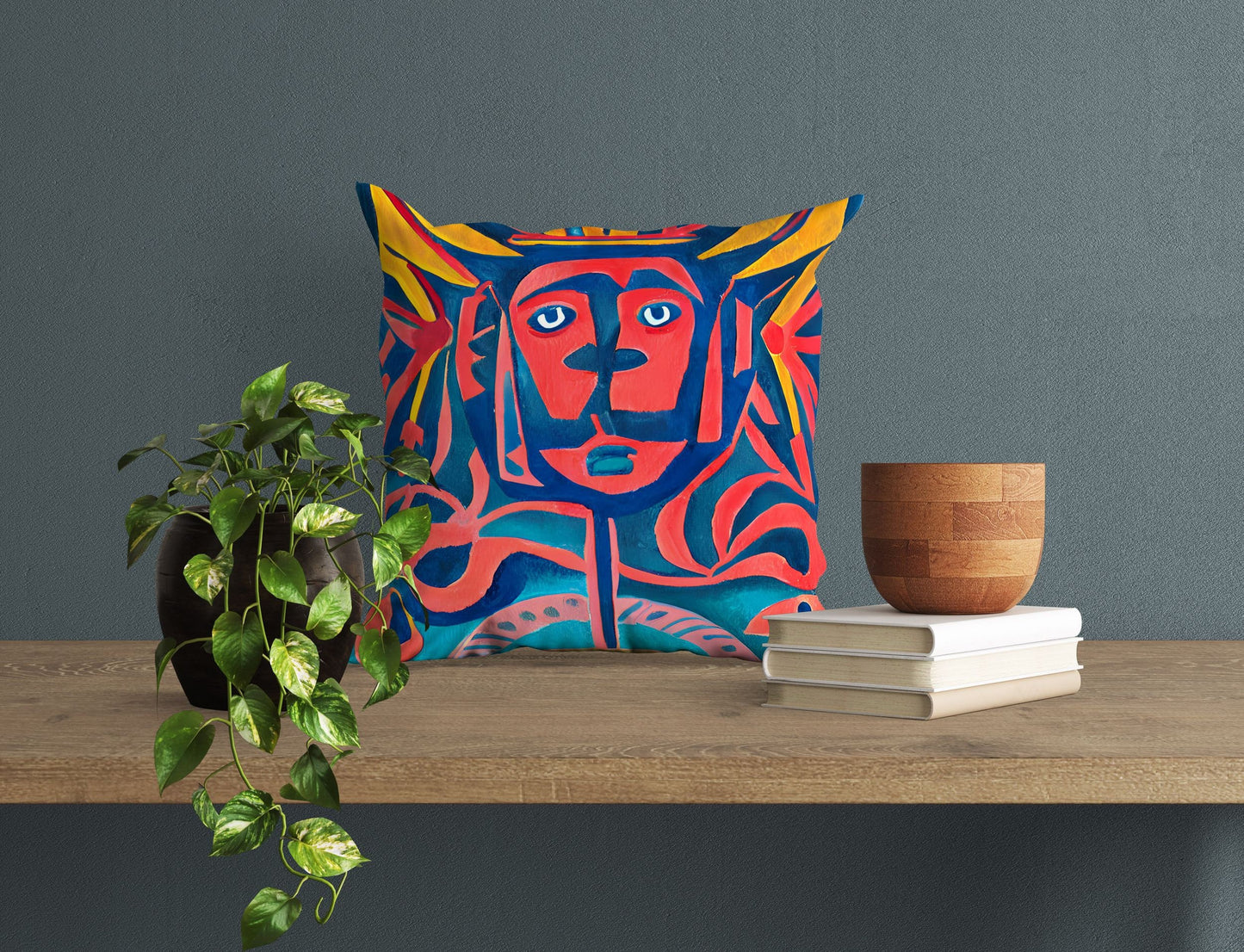 Mayan Chiefs, Decorative Pillow, Abstract Throw Pillow Cover, Artist Pillow, Colorful Pillow Case, Beautiful Pillow, 20X20 Pillow Cover