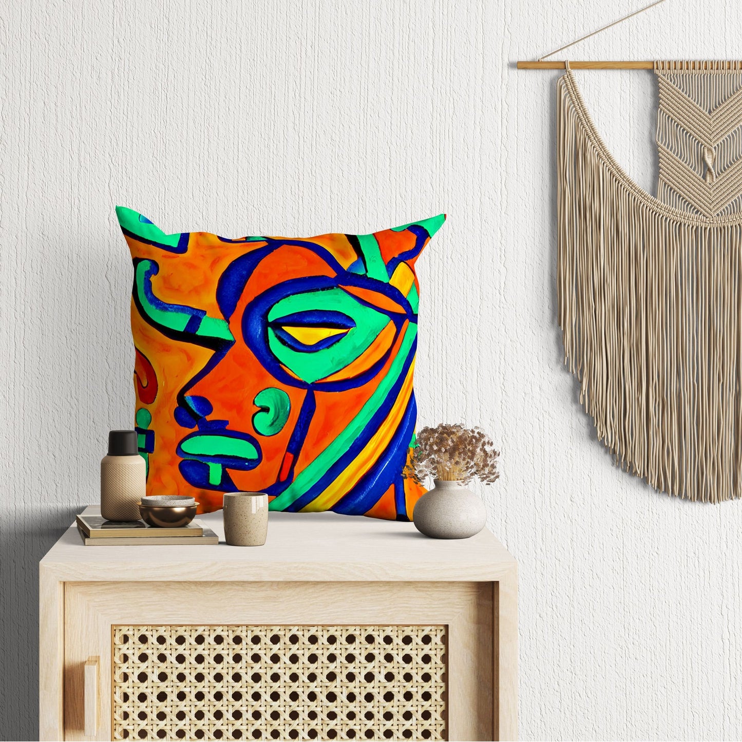 Mayan Culture, Tapestry Pillows, Cat Pillow, Artist Pillow, Colorful Pillow Case, Contemporary Pillow, 24X24 Pillow Case, Housewarming Gift