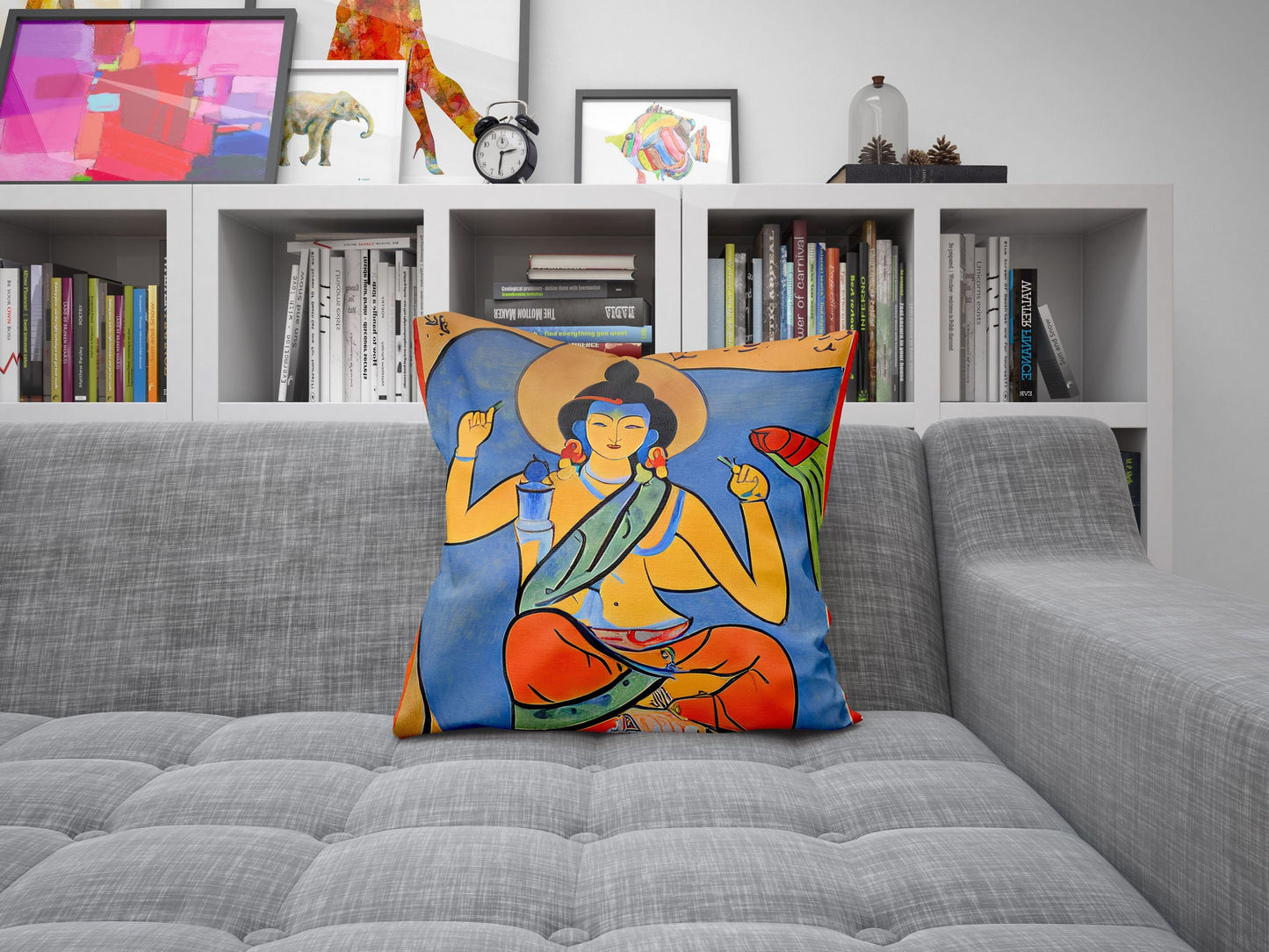 Buddhist Bodhisattva, Throw Pillow, Abstract Art Pillow, Designer Pillow, Colorful Pillow Case, Modern Pillow, 18 X 18 Pillow Covers