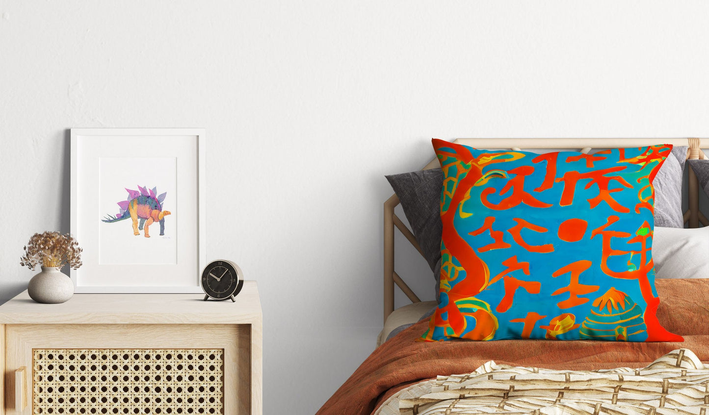 Symbols Of Ancient Chinese Culture, Throw Pillow Cover, Cat Pillow, Art Pillow, Colorful Pillow Case, Contemporary Pillow, Square Pillow