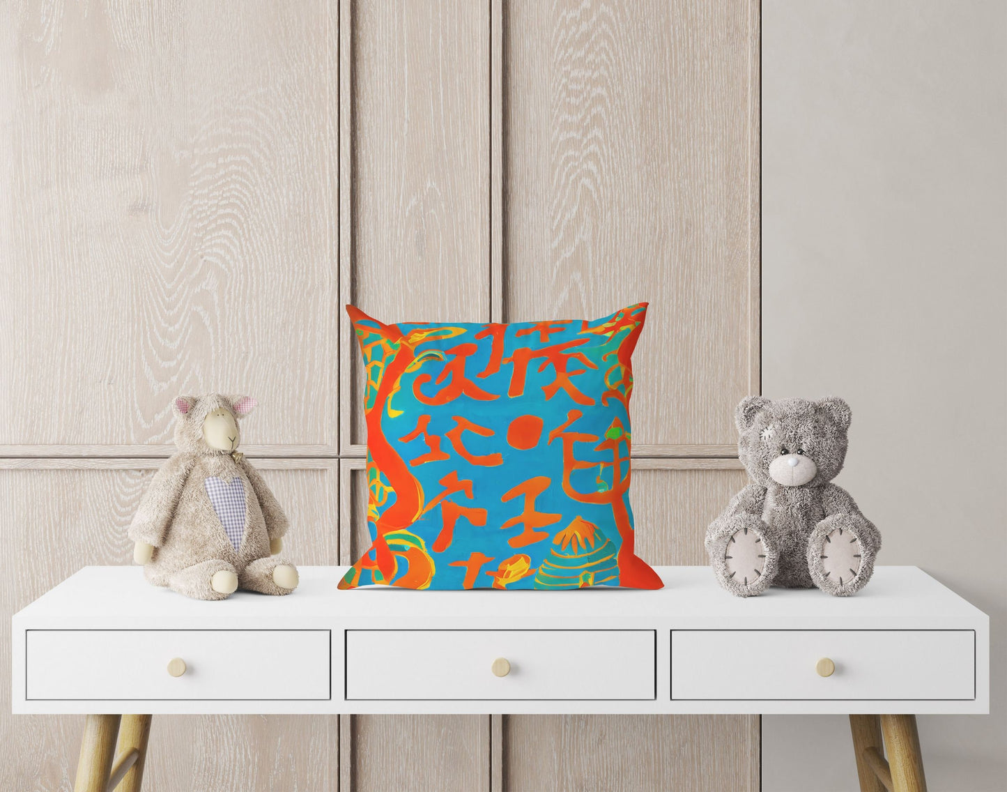 Symbols Of Ancient Chinese Culture, Throw Pillow Cover, Cat Pillow, Art Pillow, Colorful Pillow Case, Contemporary Pillow, Square Pillow