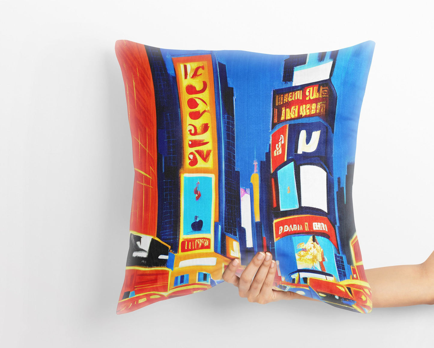 New York Times Square Night View, Pillow Case, Abstract Throw Pillow Cover, Art Pillow, Colorful Pillow Case, Contemporary Holiday Gift