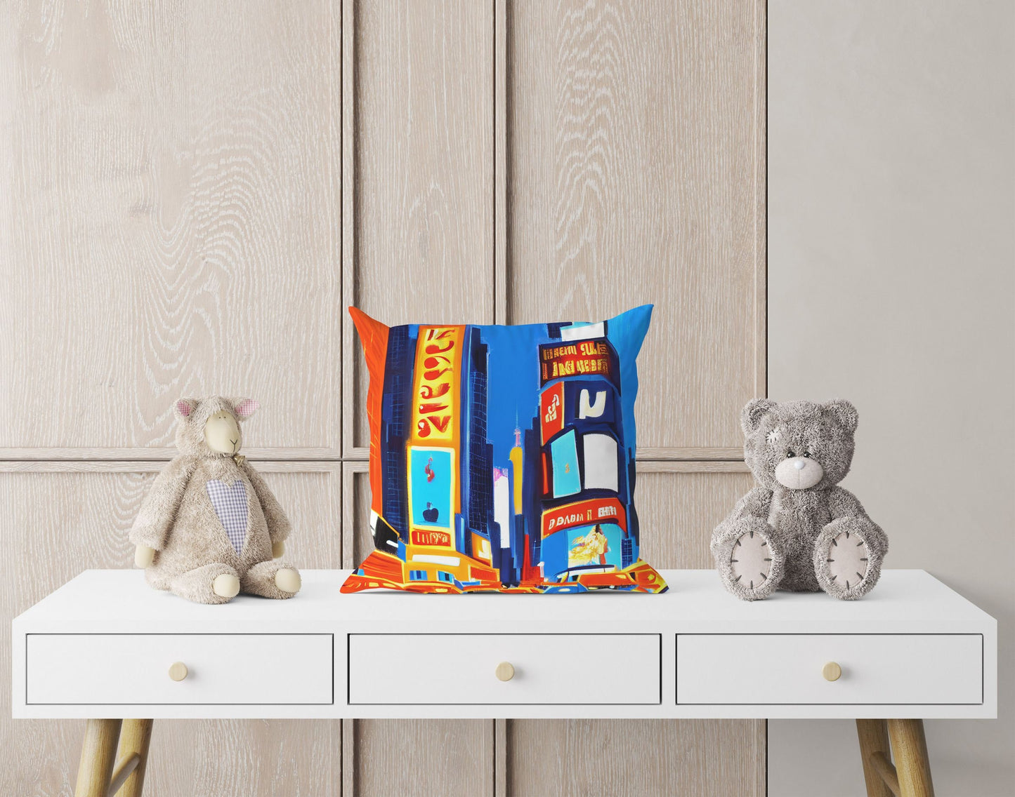 New York Times Square Night View, Pillow Case, Abstract Throw Pillow Cover, Art Pillow, Colorful Pillow Case, Contemporary Holiday Gift