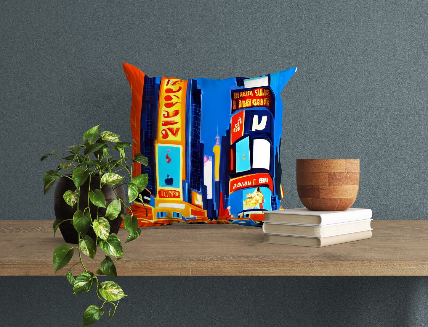 New York Times Square Night View, Pillow Case, Abstract Throw Pillow Cover, Art Pillow, Colorful Pillow Case, Contemporary Holiday Gift