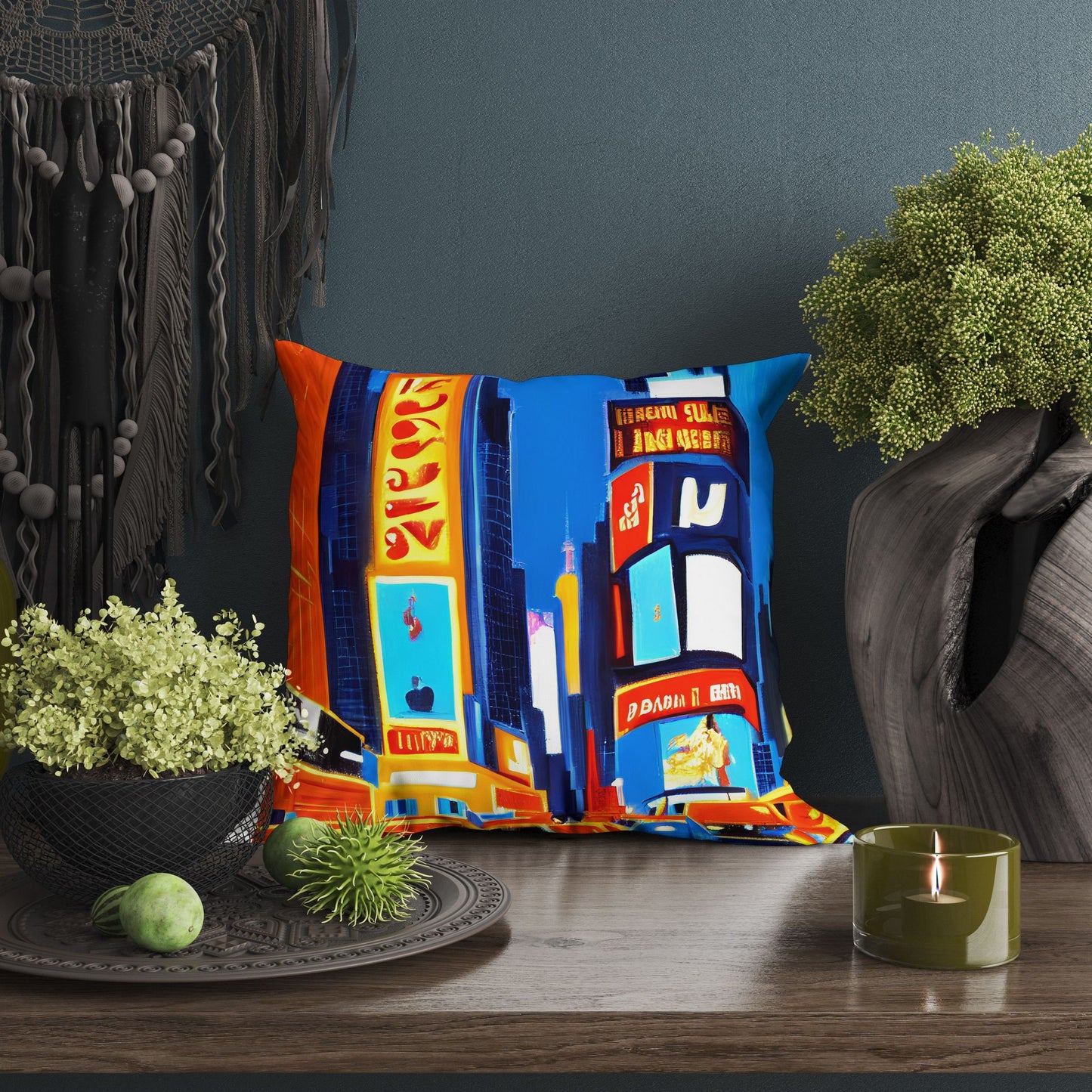 New York Times Square Night View, Pillow Case, Abstract Throw Pillow Cover, Art Pillow, Colorful Pillow Case, Contemporary Holiday Gift