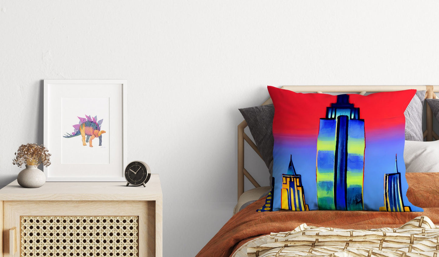 New York Empire State Building At Night Toss Pillow, Abstract Pillow, Art Pillow, 20X20 Pillow Cover, Nursery Pillows, Pillow Cases For Kids