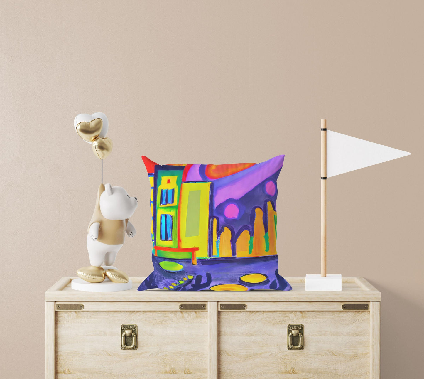 Night View Of Chicago Throw Pillow, Abstract Pillow, Art Pillow, Colorful Pillow Case, Contemporary Pillow, Large Pillow, Playroom Decor