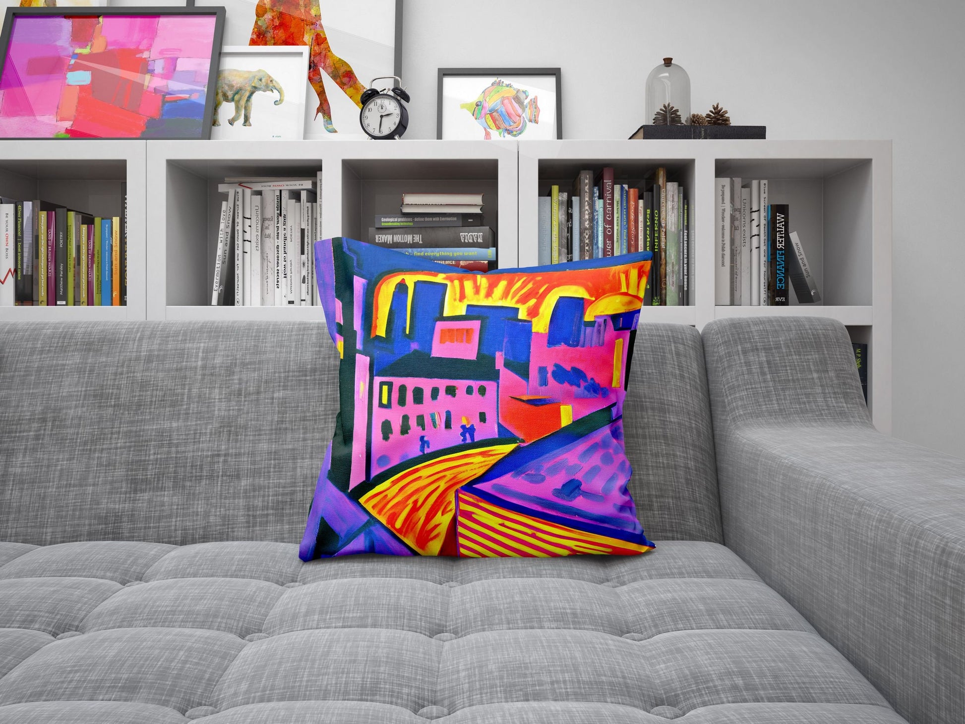 Night View Of Chicago, Tapestry Pillows, Abstract Throw Pillow, Art Pillow, Contemporary Pillow, Housewarming Gift, Nursery Decor