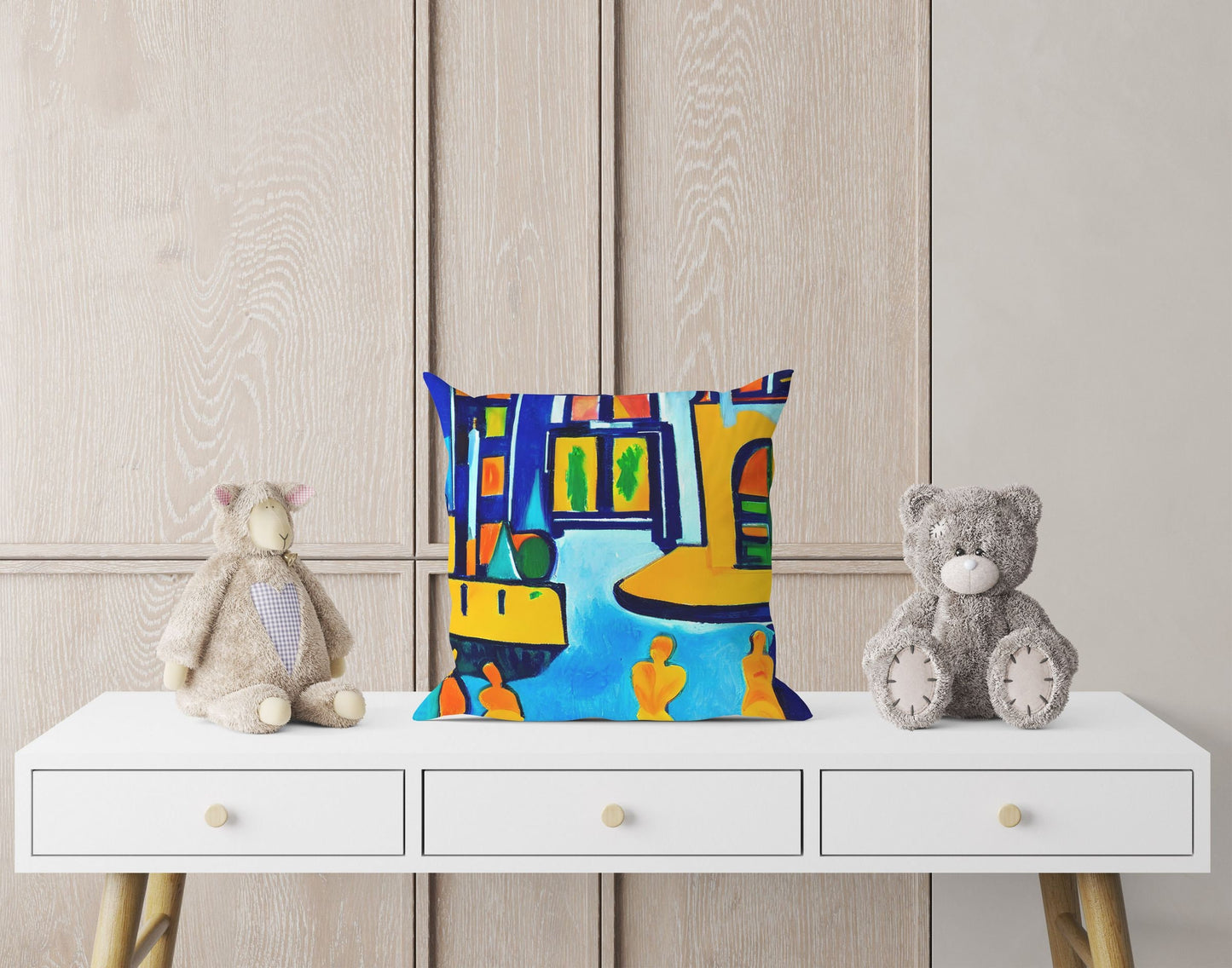 Night View Of Chicago, Throw Pillow, Abstract Throw Pillow Cover, Art Pillow, Colorful Pillow Case, Impressionist Pillow, 18 X 18 Pillow