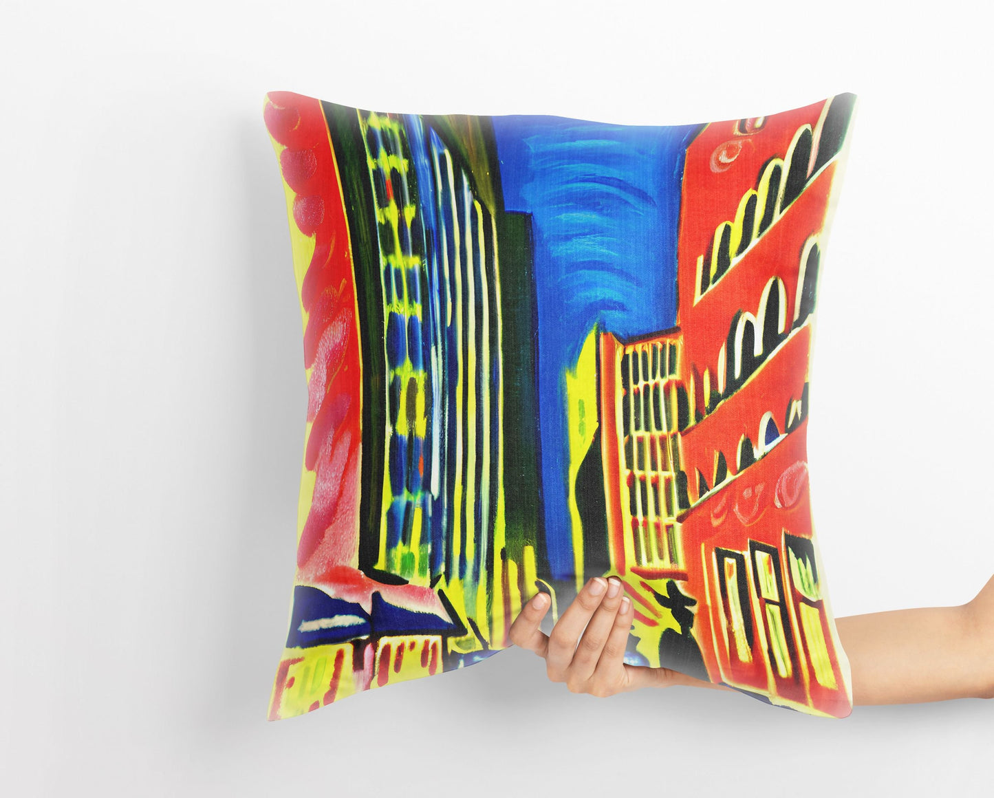 Night View Of Chicago, Toss Pillow, Abstract Pillow, Comfortable, Colorful Pillow Case, Contemporary Pillow, Square Pillow, Home Decor