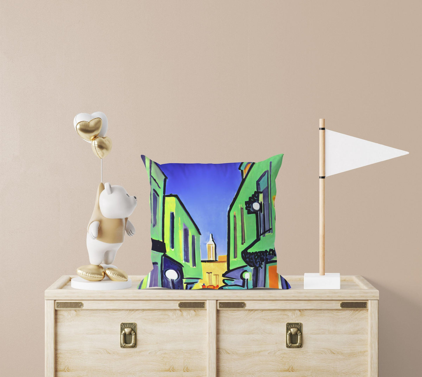 Night View Of Los Angeles, Tapestry Pillows, Abstract Art Pillow, Artist Pillow, Colorful Pillow Case, Impressionist Pillow, Large Pillow
