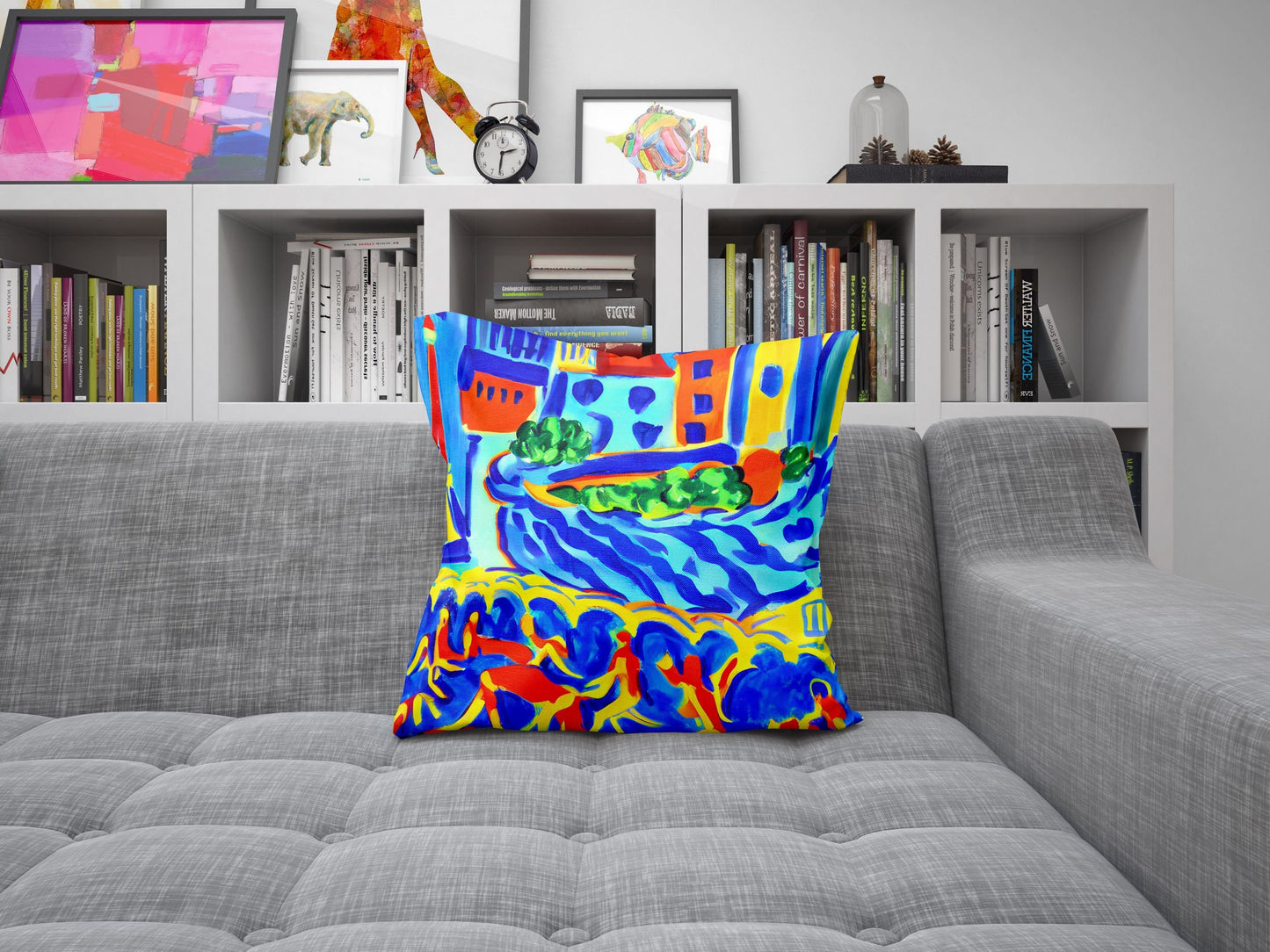 A Parisian Courtyard, Decorative Pillow, Cat Pillow, Comfortable, Colorful Pillow Case, Modern Pillow, Home Decor Pillow, Nursery Decor