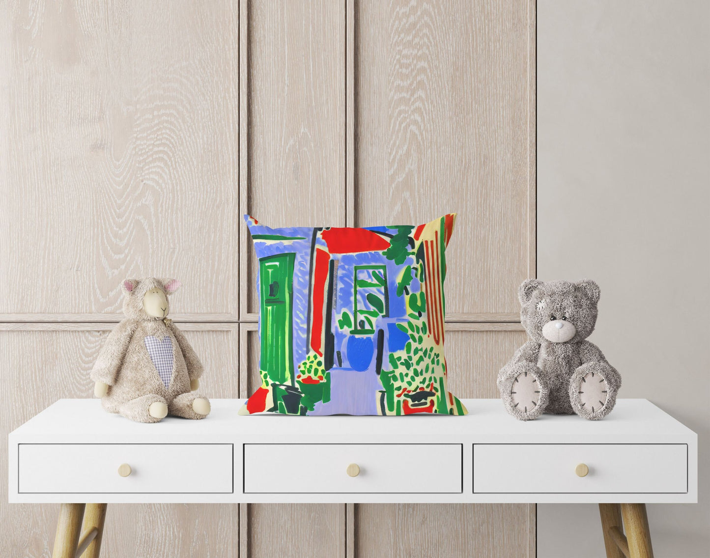 A Parisian Courtyard, Throw Pillow Cover, Abstract Throw Pillow, Comfortable, Colorful Pillow Case, Impressionist Pillow, Large Pillow Cases