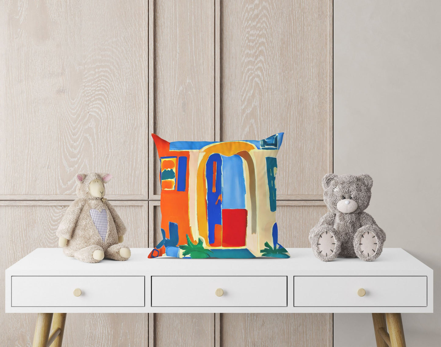A Parisian Courtyard, Toss Pillow, Abstract Throw Pillow Cover, Soft Pillow Cases, Colorful Pillow Case, Contemporary Pillow, 24X24 Pillow