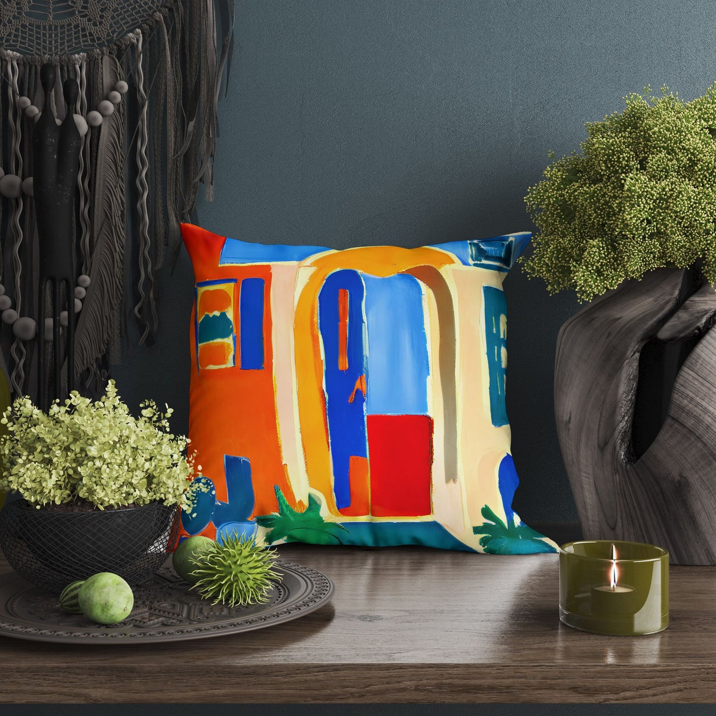 A Parisian Courtyard, Toss Pillow, Abstract Throw Pillow Cover, Soft Pillow Cases, Colorful Pillow Case, Contemporary Pillow, 24X24 Pillow