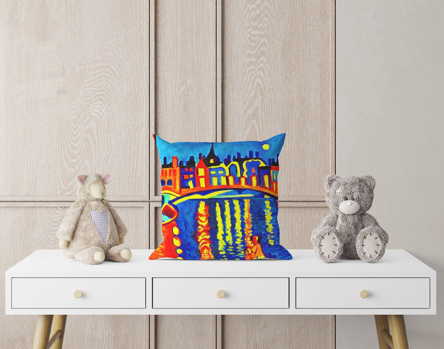 Paris At Night Toss Pillow, Abstract Art Pillow, Art Pillow, Colorful Pillow Case, Impressionist Pillow, Square Pillow, Housewarming Gift