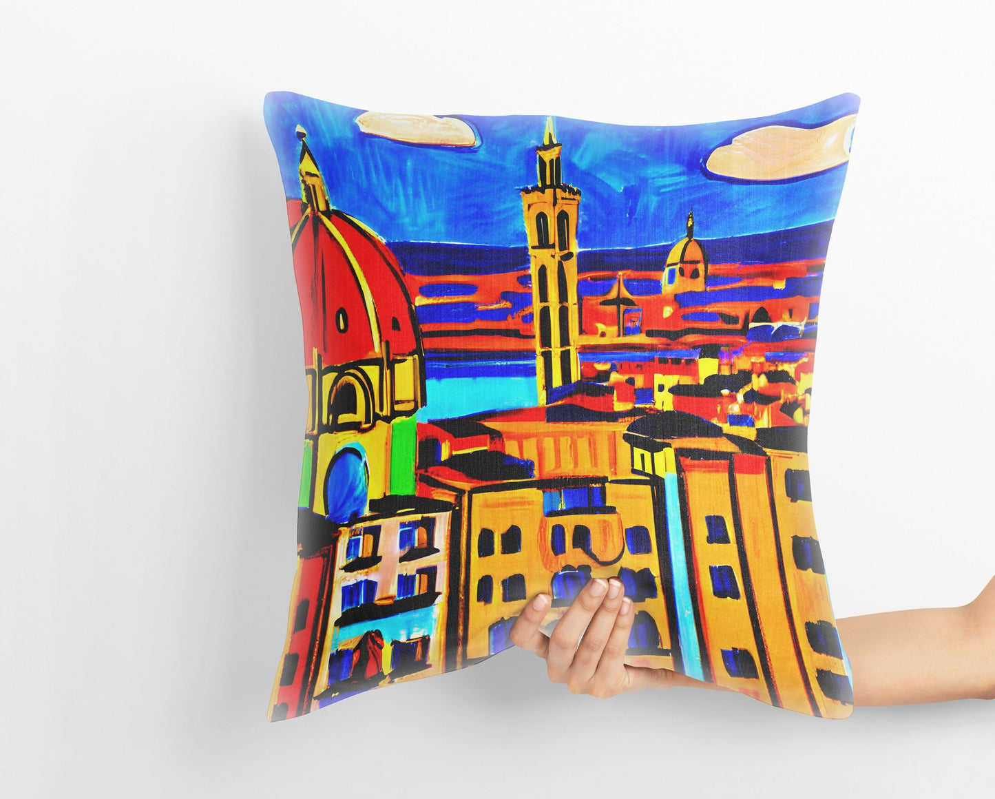Florence City View, Throw Pillow Cover, Abstract Throw Pillow, Artist Pillow, Colorful Pillow Case, Contemporary Pillow, Nursery Decor