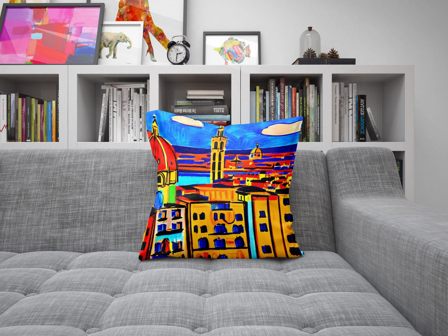 Florence City View, Throw Pillow Cover, Abstract Throw Pillow, Artist Pillow, Colorful Pillow Case, Contemporary Pillow, Nursery Decor
