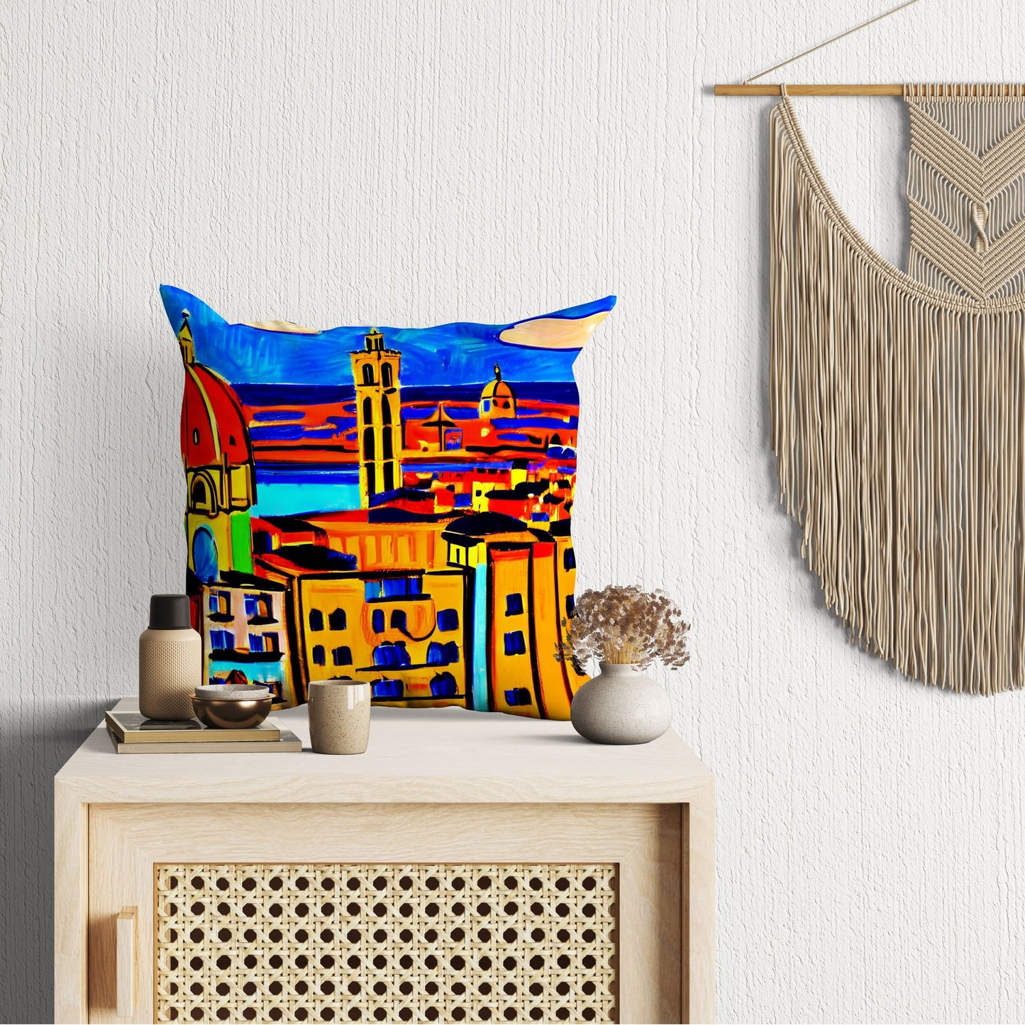 Florence City View, Throw Pillow Cover, Abstract Throw Pillow, Artist Pillow, Colorful Pillow Case, Contemporary Pillow, Nursery Decor