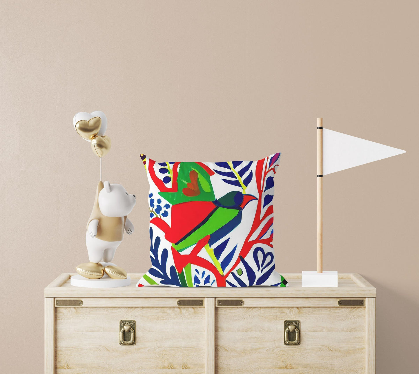 Abstract Bird, Throw Pillow Cover, Animal Pillow, Comfortable, Colorful Pillow Case, Modern Pillow, Large Pillow Cases, Playroom Decor