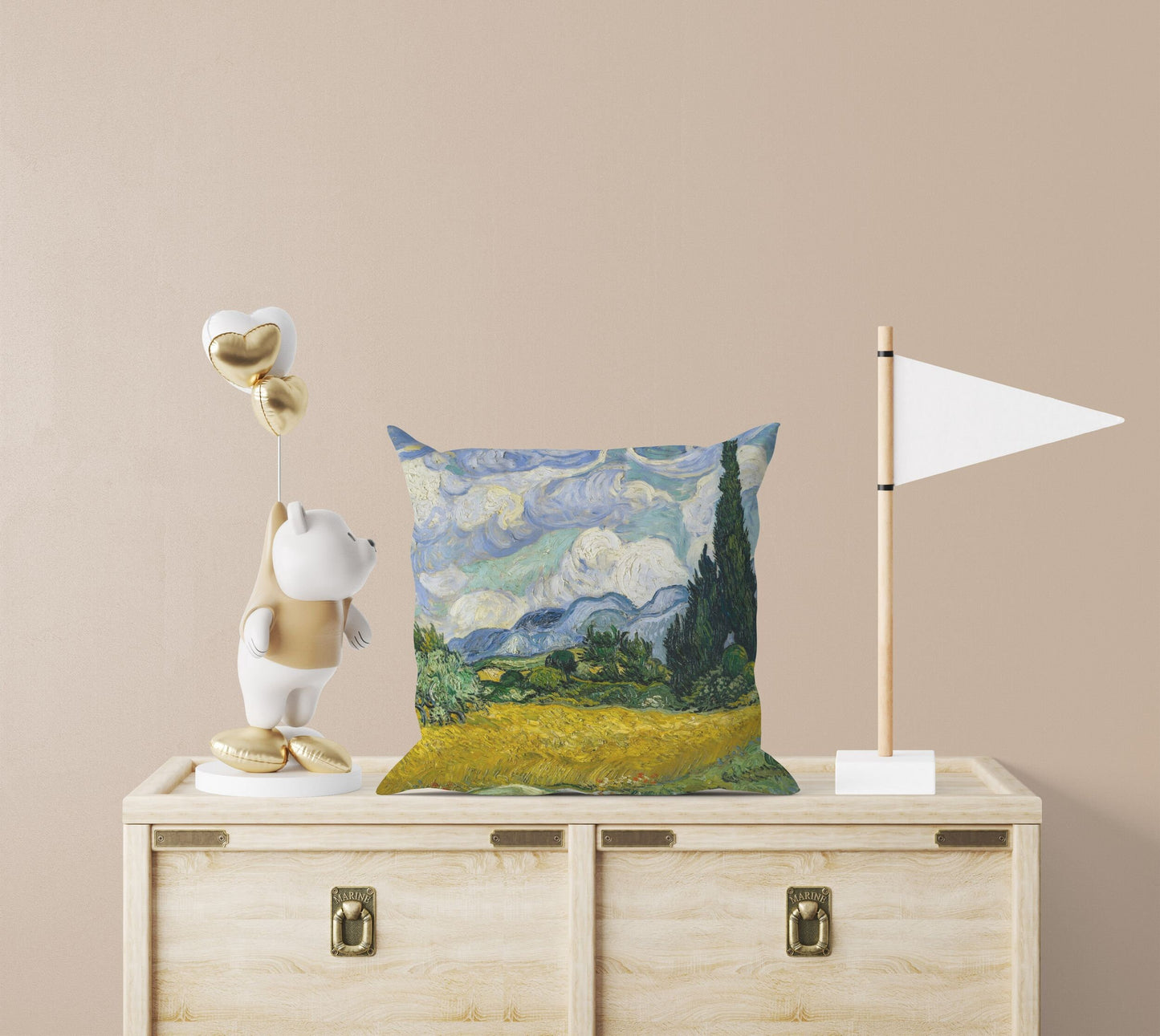 Vincent Van Gogh Wheat Field with Cypresses Pillow Case, Abstract Pillow, Soft Pillow Cases, 18 X 18 Pillow Covers, Housewarming Gift