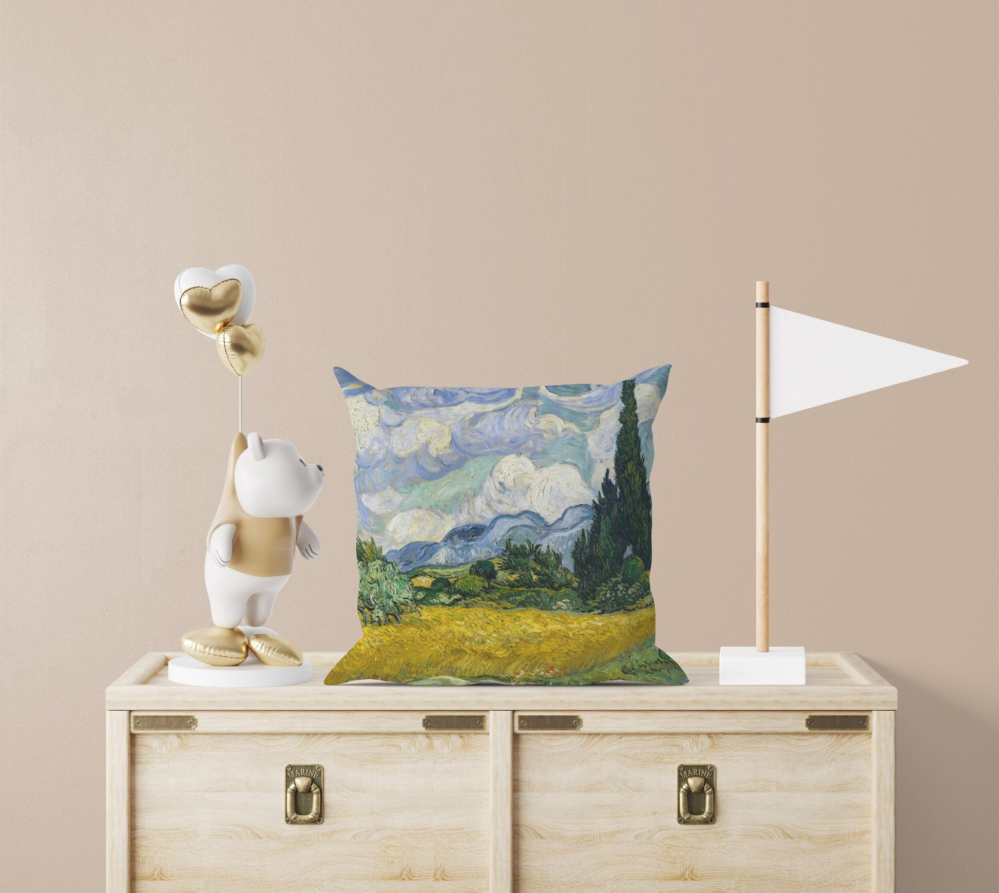 Vincent Van Gogh Wheat Field with Cypresses Pillow Case, Abstract Pillow, Soft Pillow Cases, 18 X 18 Pillow Covers, Housewarming Gift