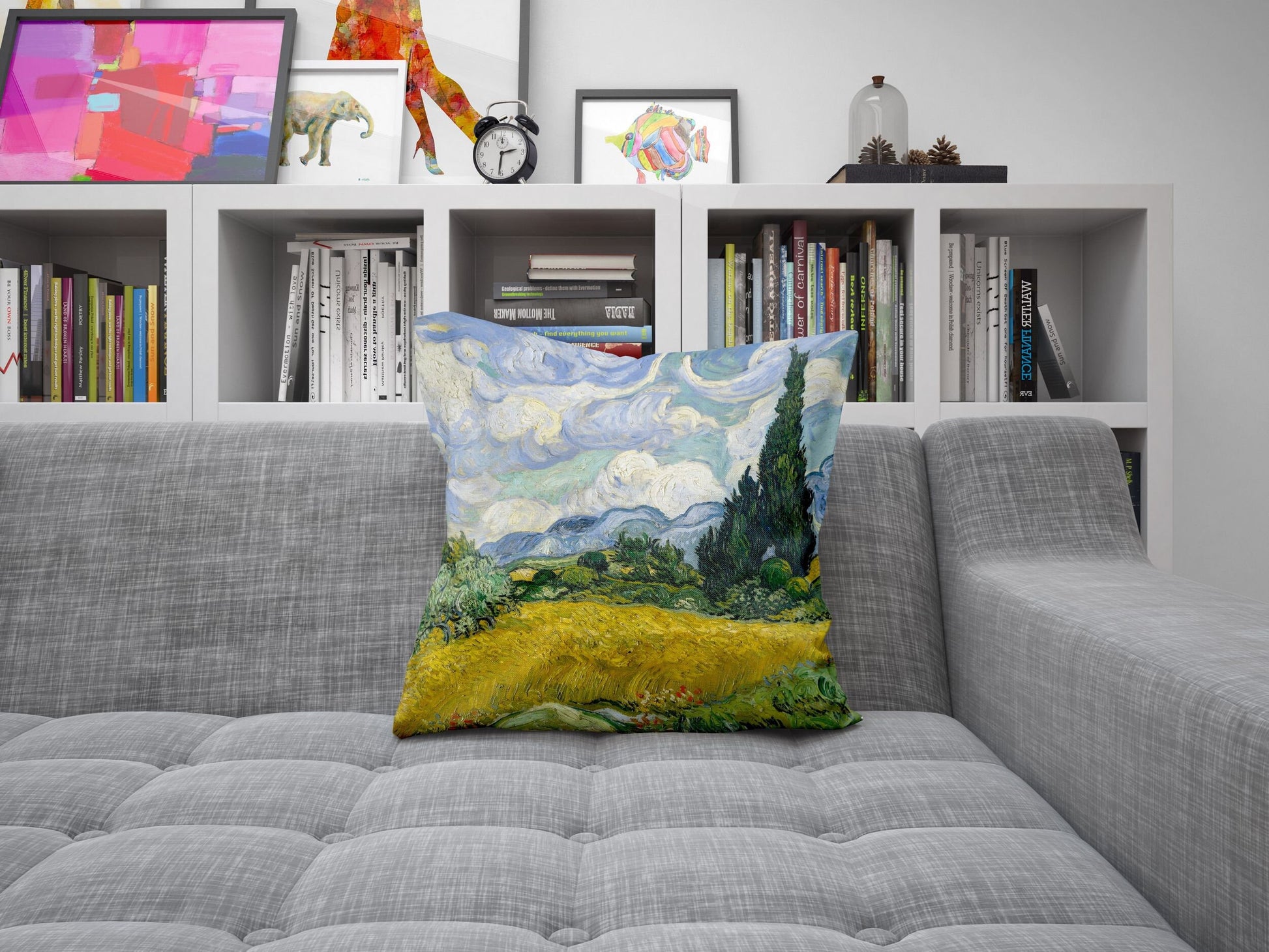 Vincent Van Gogh Wheat Field with Cypresses Pillow Case, Abstract Pillow, Soft Pillow Cases, 18 X 18 Pillow Covers, Housewarming Gift