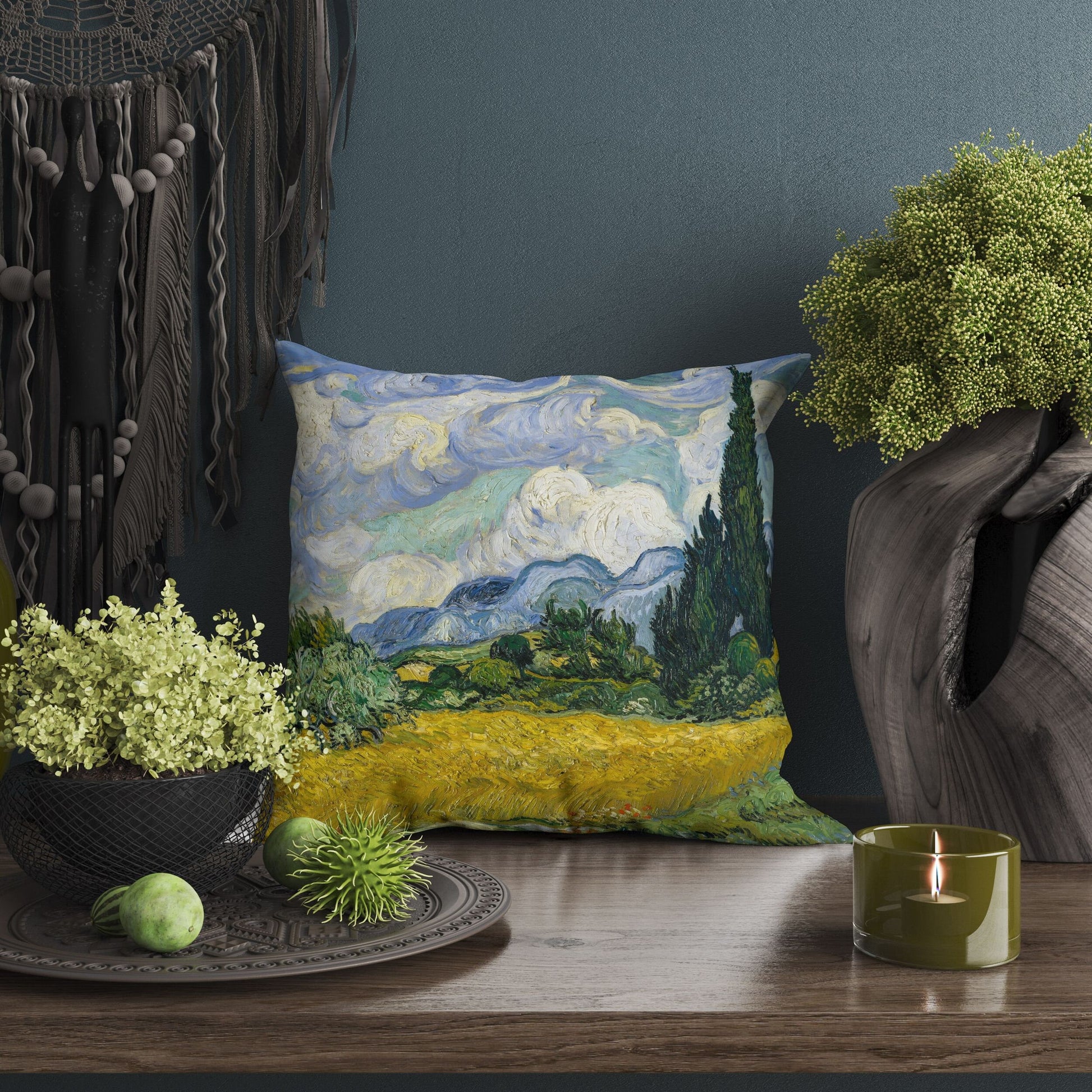 Vincent Van Gogh Wheat Field with Cypresses Pillow Case, Abstract Pillow, Soft Pillow Cases, 18 X 18 Pillow Covers, Housewarming Gift
