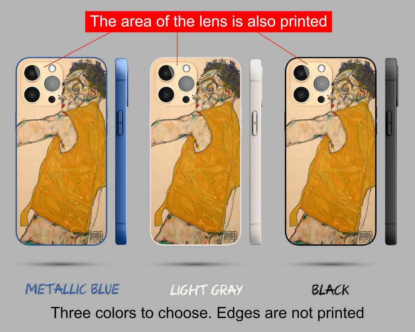 Iphone 14 Case Of Egon Schiele Famous Painting Iphone Cover, Iphone 11 Case, Designer Iphone 8 Plus Case, Gift For Her, Iphone Case Silicone