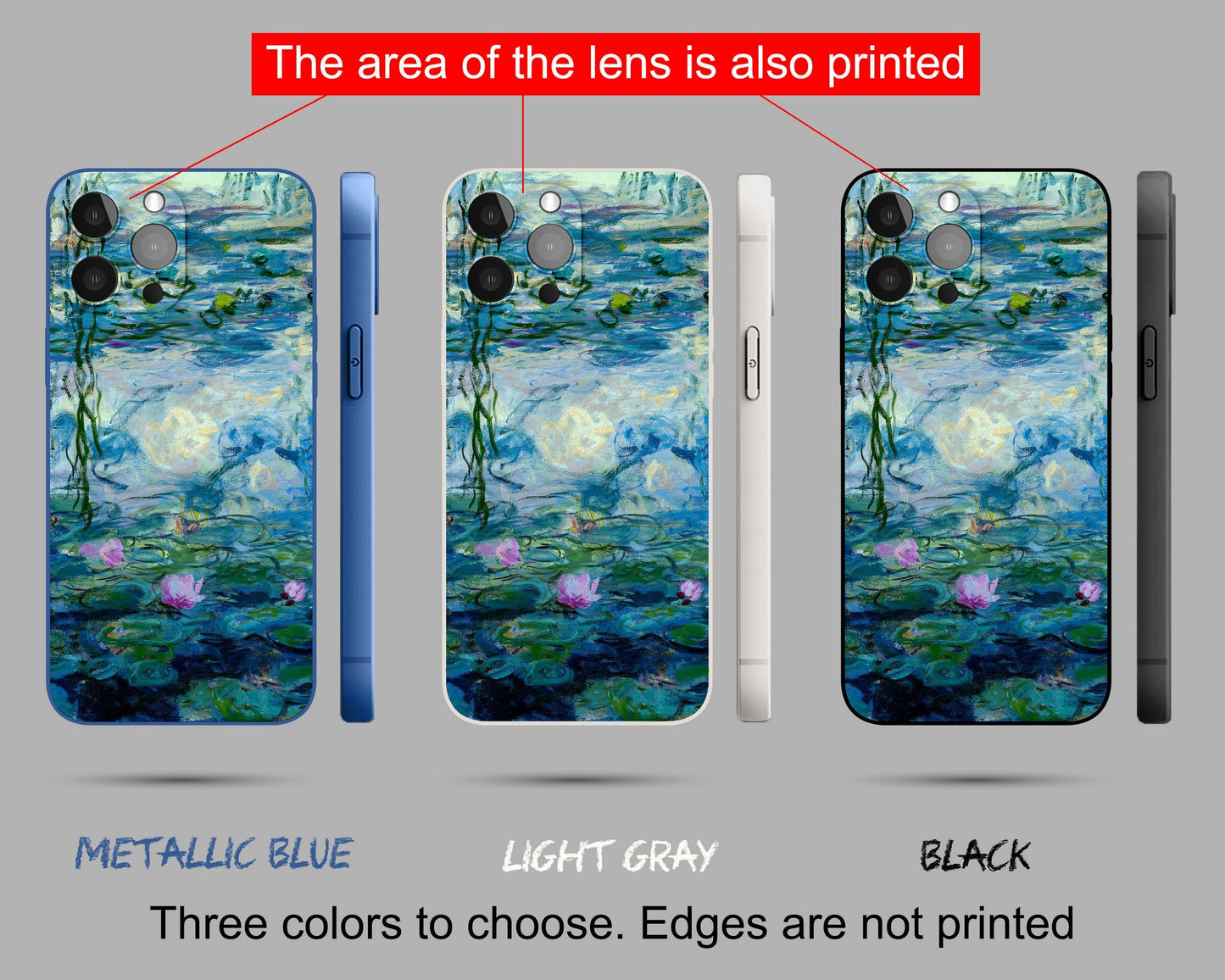 Claude Monet Famous Painting Water Lilies Iphone Cover, Iphone 8 Case, Iphone Xmax, Iphone 8 Plus Case Art, Iphone Case Silicone