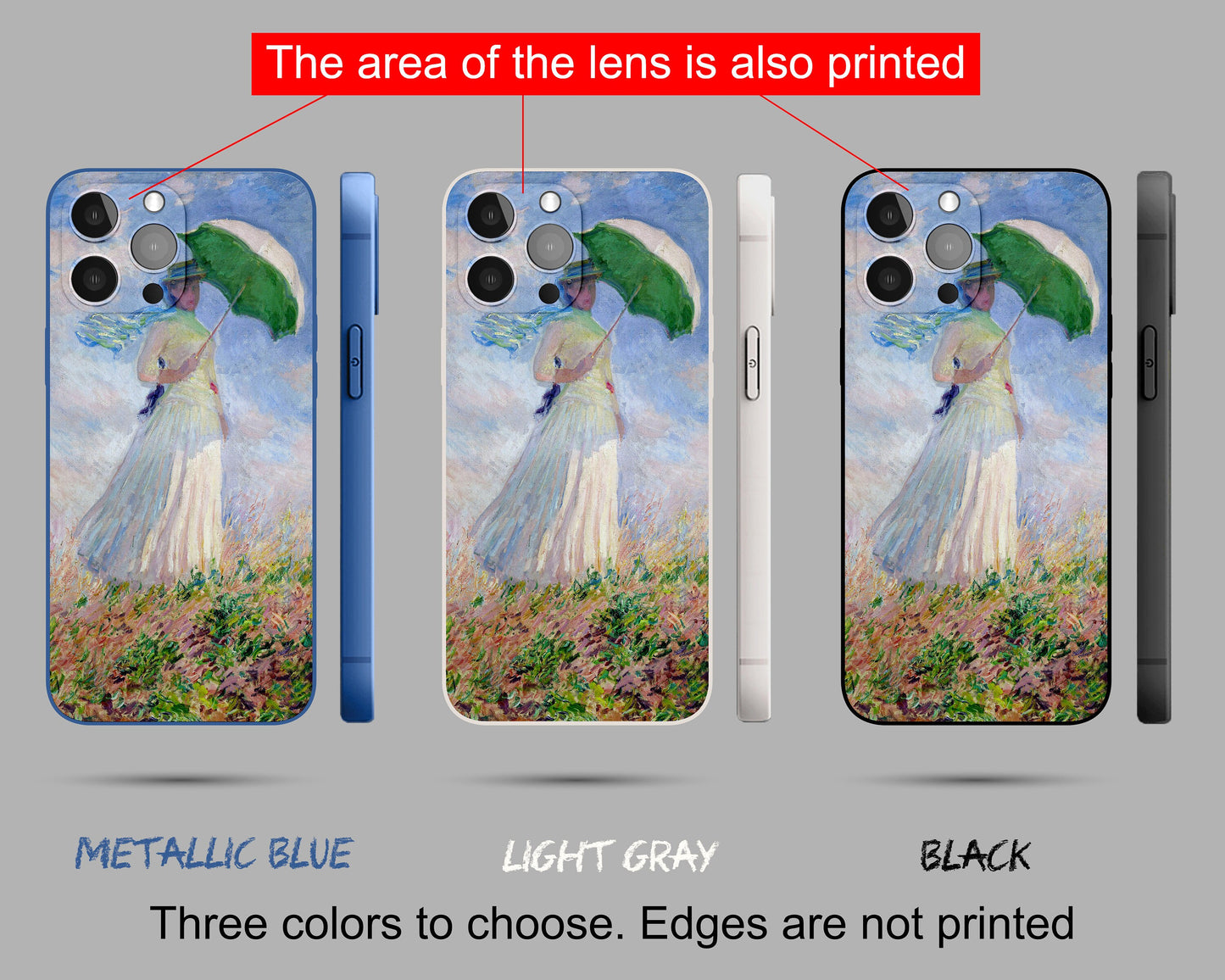 Claude Monet Woman With A Parasol, Facing Right Iphone Cover, Iphone 8 Case, Iphone 8 Plus Case Art, Protective Case, Silicone Case