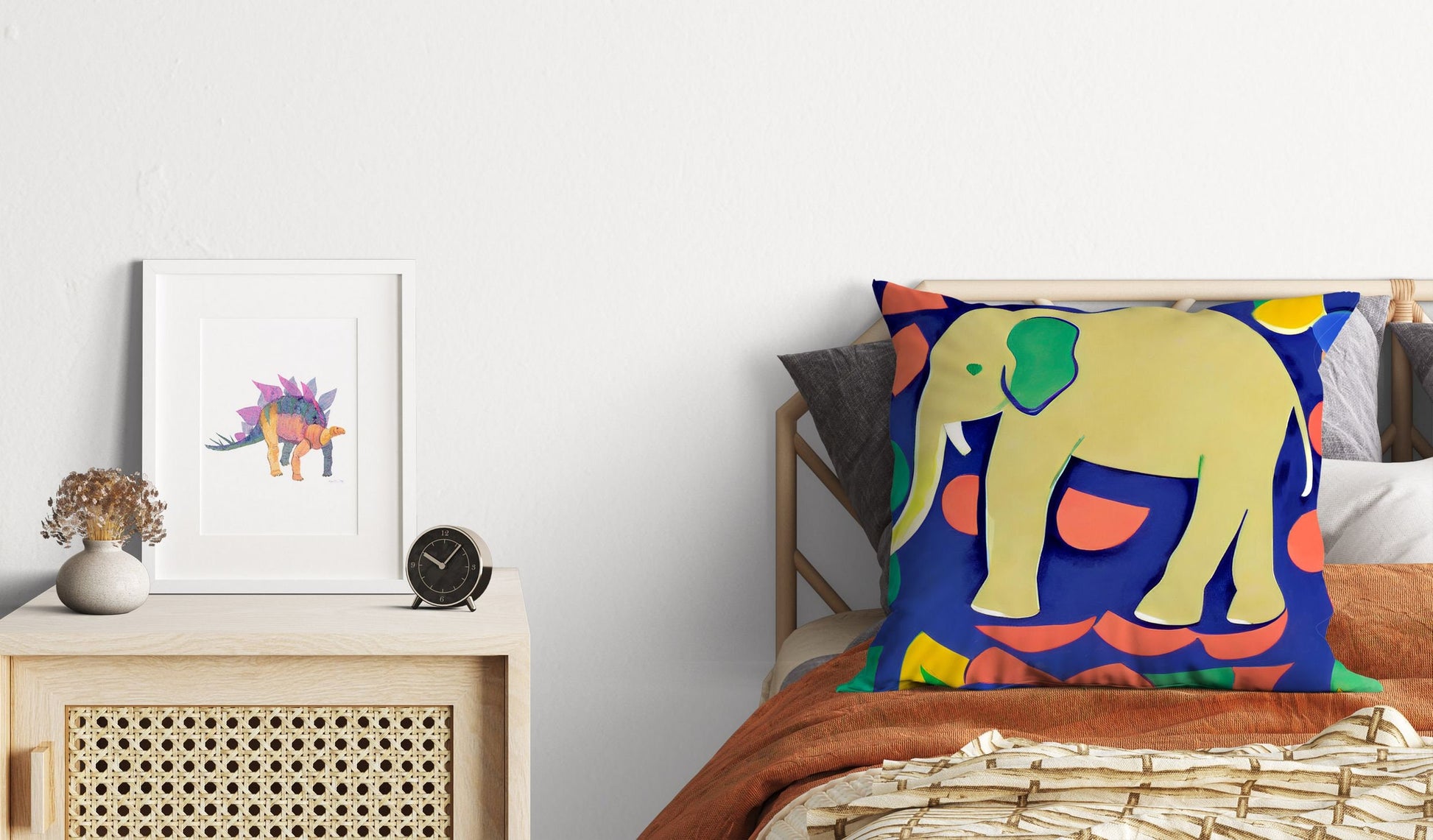 Modern Art African Wildlife Elephant, Toss Pillow, Abstract Pillow Case, Artist Pillow, Colorful Pillow Case, Watercolor Pillow Cases