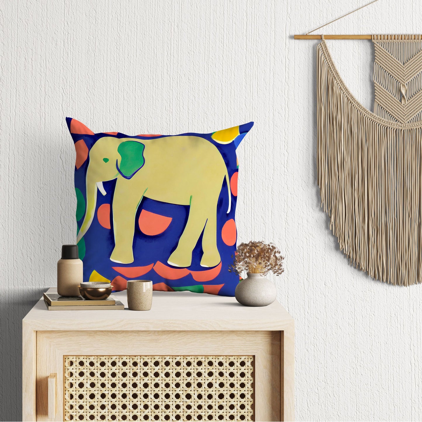 Modern Art African Wildlife Elephant, Toss Pillow, Abstract Pillow Case, Artist Pillow, Colorful Pillow Case, Watercolor Pillow Cases